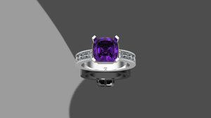 Purple Sapphire and Diamond Ring - White Gold
