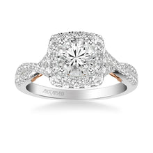 Load image into Gallery viewer, 1.28ctw Twist Shank Diamond Halo Ring GIA - Two Tone