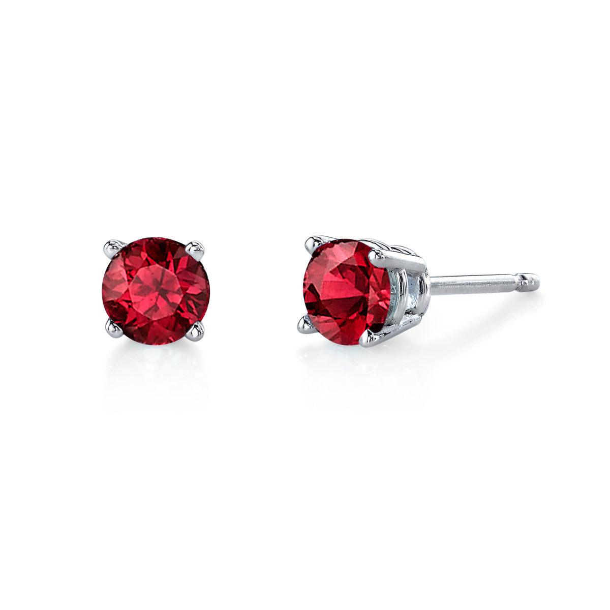 3.5mm Ruby Stud Earrings - White Gold