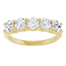 Load image into Gallery viewer, 1.24ctw 5 diamond band with split shank - Yellow Gold
