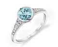 Aquamarine and Pave Diamond Ring - White Gold