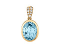 Aquamarine Pendant with Pave Diamond Accented Bail - Yellow Gold