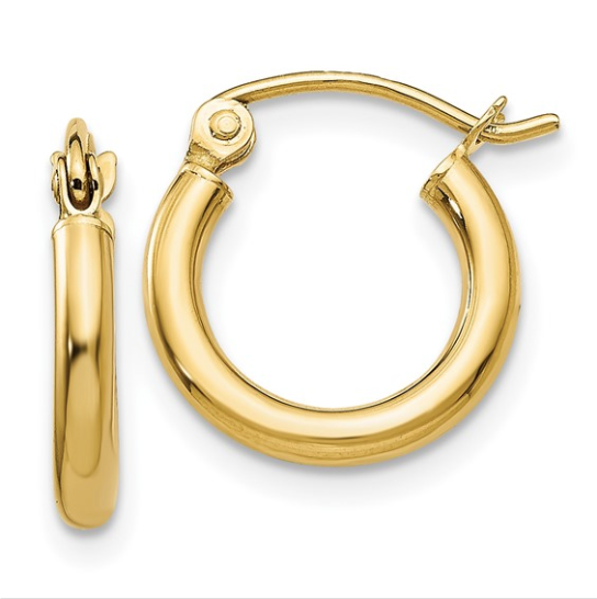12 x 2mm Hoop Earrings - Yellow Gold