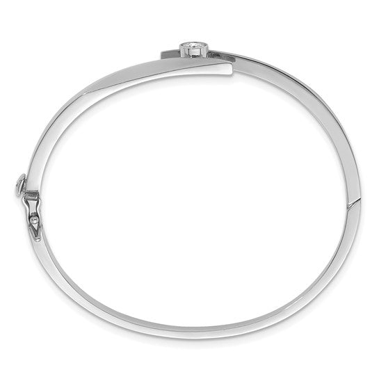 .25ct Bezel Set Diamond Bypass Design Hinged Bangle Bracelet - White Gold