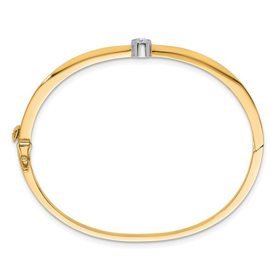 .15ct Bezel Set Diamond Hinged Bangle Bracelet - Two Tone