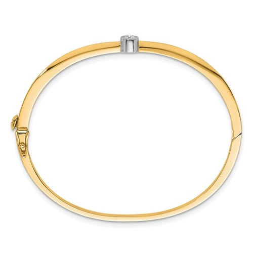 .15ct Bezel Set Diamond Hinged Bangle Bracelet - Two Tone