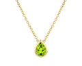 Pear Shaped Peridot Necklace - Yellow Gold