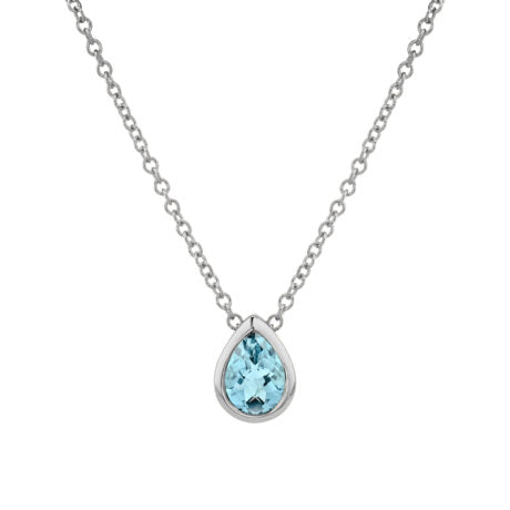 Aquamarine Bezel Set Slide Pendant
