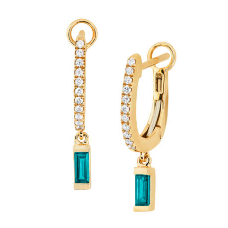 London Blue Topaz Earrings w/ Pave Diamond Tops - Yellow Gold
