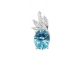 Blue Topaz Pendant with Leaf Design - White Gold
