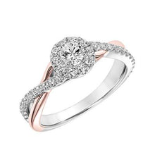 Load image into Gallery viewer, .65ctw Diamond Halo Ring with Diamond Accented Twist - 2-Tone

