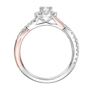 .65ctw Diamond Halo Ring with Diamond Accented Twist - 2-Tone
