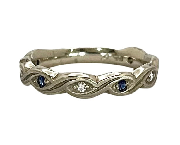 Tides Ring with Sapphires and Diamonds - White Gold