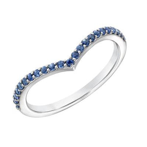 V-Shape Pave Sapphire Band - White Gold