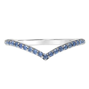 V-Shape Pave Sapphire Band - White Gold