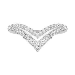 Double V-Shape Pave Diamond Band - White Gold