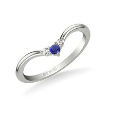 Load image into Gallery viewer, V-Shape Sapphre and Diamond Band - White Gold
