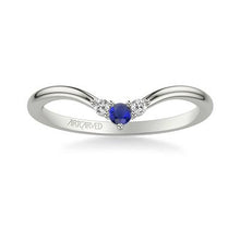 Load image into Gallery viewer, V-Shape Sapphre and Diamond Band - White Gold
