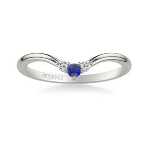 V-Shape Sapphre and Diamond Band - White Gold