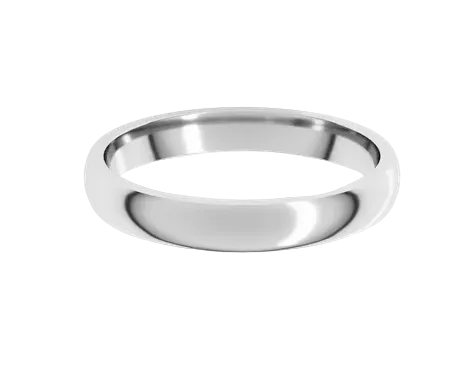 Half Round Band 3mm - Platinum