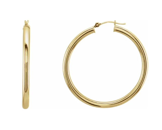 40 x 3mm Hoop Earrings - Yellow Gold