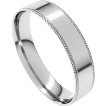 Load image into Gallery viewer, Flat Profile Band with Milgrain Borders 4mm - White Gold
