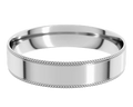 Flat Profile Band with Milgrain Borders 4mm - White Gold