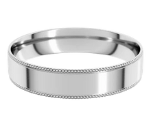 Load image into Gallery viewer, Flat Profile Band with Milgrain Borders 4mm - White Gold
