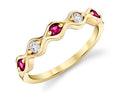 Ruby and Diamond Alternating Band - Yellow Gold