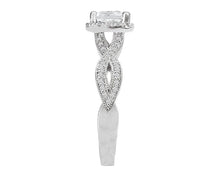 Load image into Gallery viewer, Princess Cut Ring with Diamond Halo and Twist Shank - White Gold
