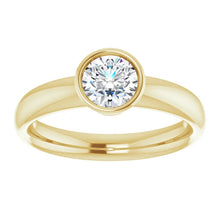 Load image into Gallery viewer, .71ct Bezel Set Diamond Solitaire Ring GIA - Yellow Gold
