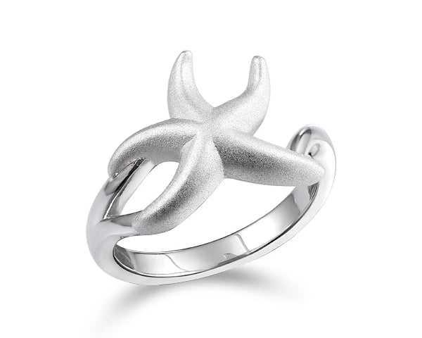 Starfish Ring with Satin Finish - Sterling Silver