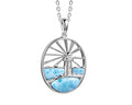 Lighthouse Necklace with Larimar Inlay and White Topaz Accents - Sterling Silver