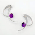 Amethyst Curve Earrings - Silver
