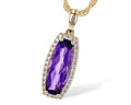 Amethyst Pendant with Diamond Halo - Yellow Gold