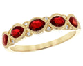 Ruby and Pave Diamond Band with Milgrain Detail- Yellow Gold