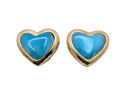 Bezel Set Larimar Heart Shaped Studs - Yellow Gold