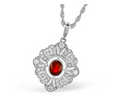 Ruby and Diamond Pendant with Filigree Detail - White Gold