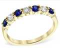 Alternating Sapphire and Diamond Band - Yellow Gold