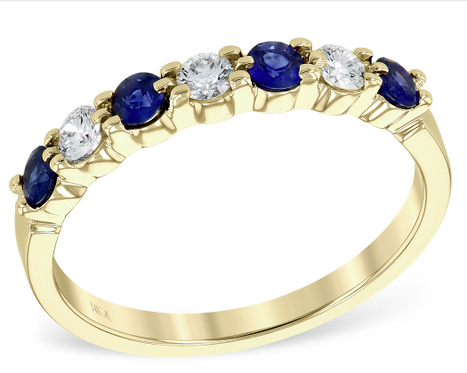 Alternating Sapphire and Diamond Band - Yellow Gold