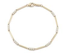 Load image into Gallery viewer, Alternating Diamond and Rectangle Link Bracelet - Yellow Gold

