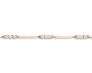 Alternating Diamond and Rectangle Link Bracelet - Yellow Gold
