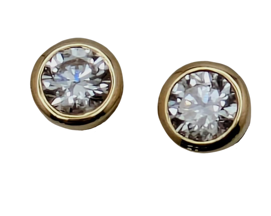 0.51ctw Bezel Set Diamond Stud Earrings - Yellow Gold