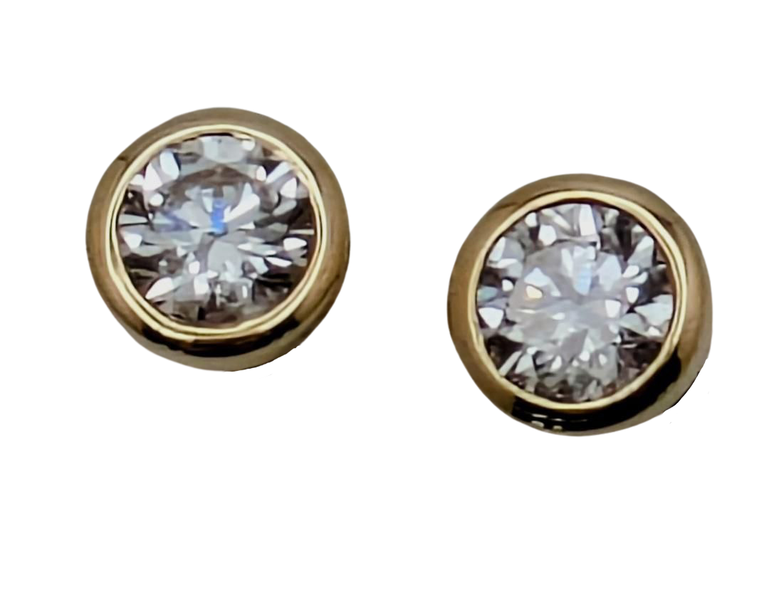 0.51ctw Bezel Set Diamond Stud Earrings - Yellow Gold
