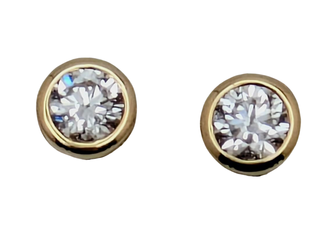 0.51ctw Bezel Set Diamond Stud Earrings - Yellow Gold