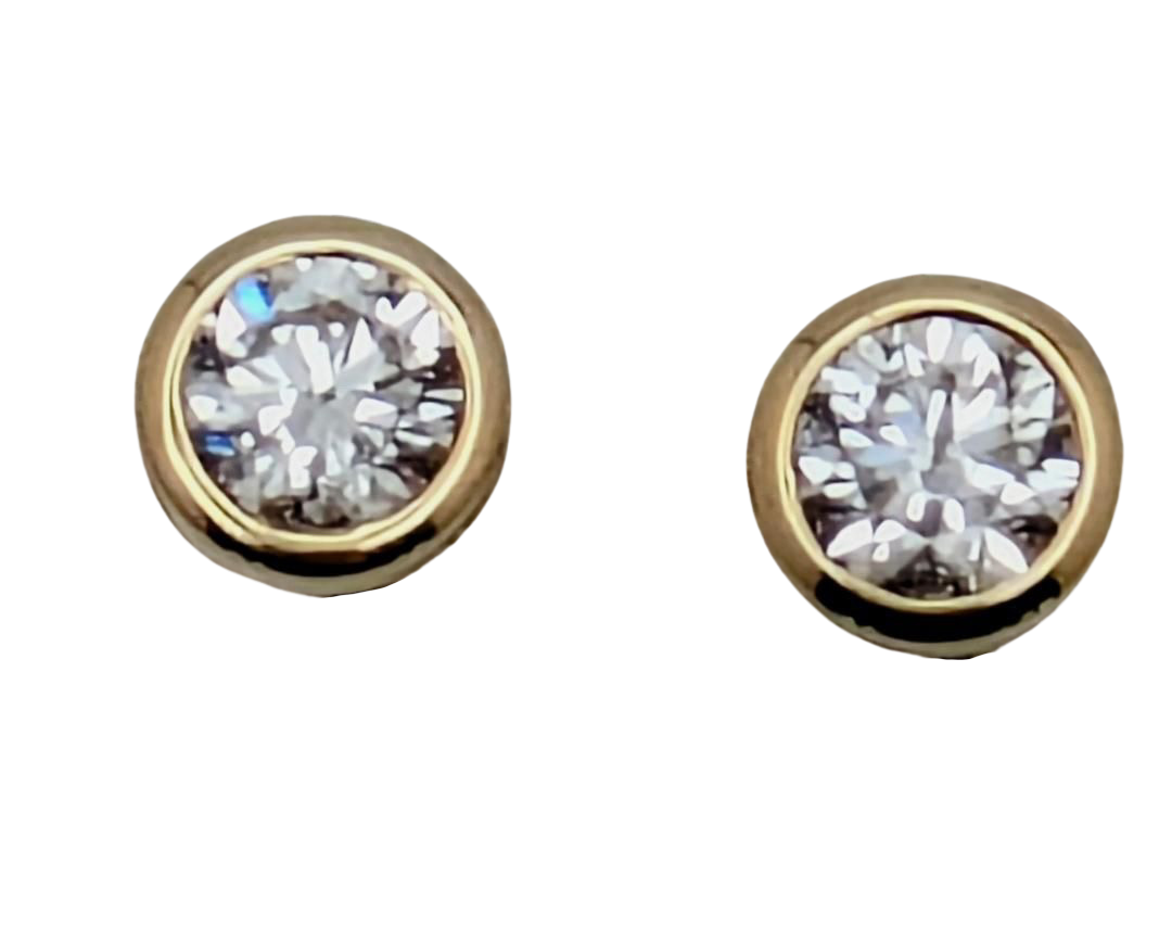 0.51ctw Bezel Set Diamond Stud Earrings - Yellow Gold