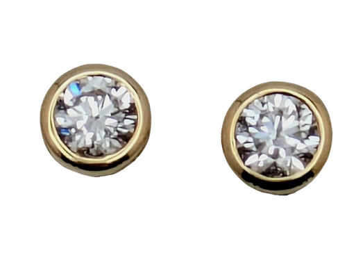0.51ctw Bezel Set Diamond Stud Earrings - Yellow Gold