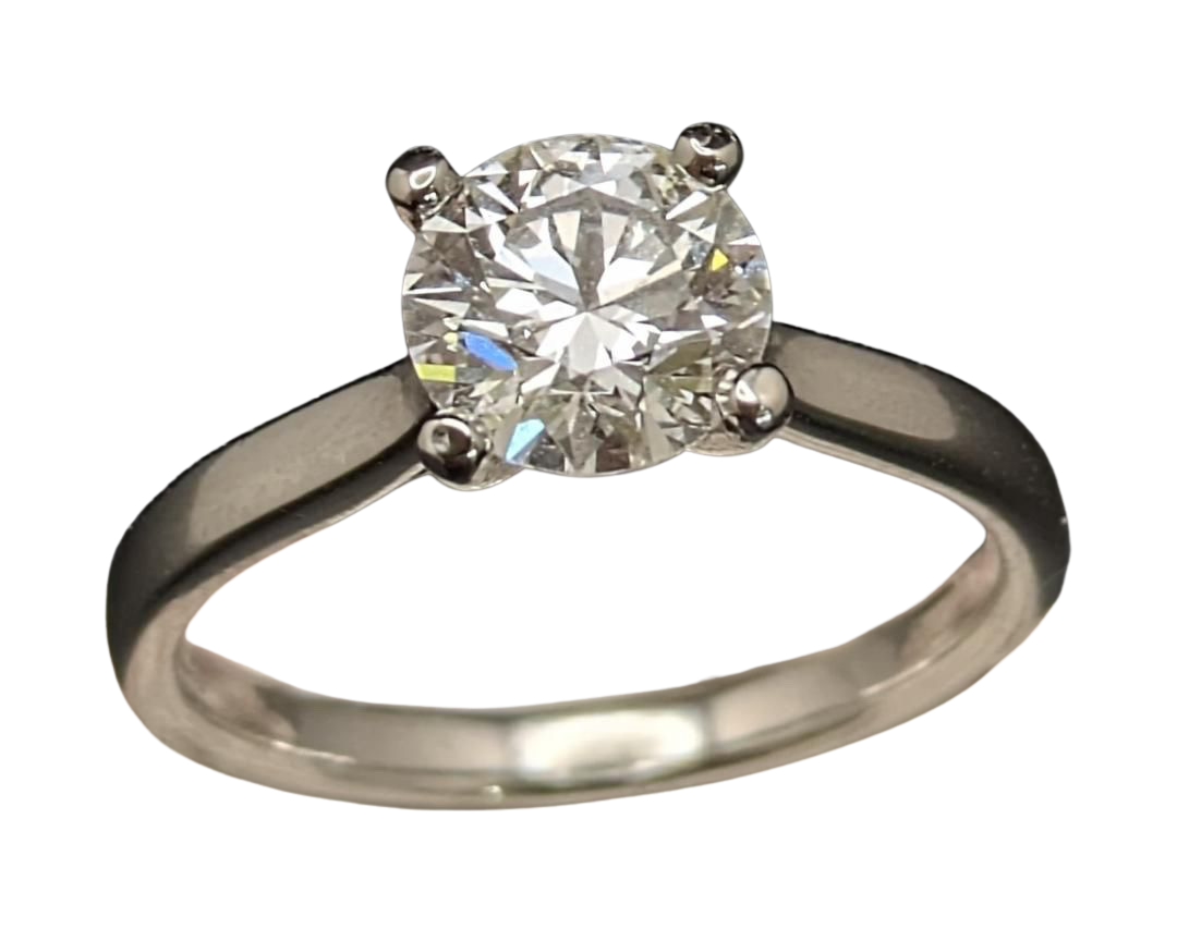 1.29 Round Cut Diamond Solitaire Ring - Platinum