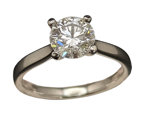 1.29 Round Cut Diamond Solitaire Ring - Platinum
