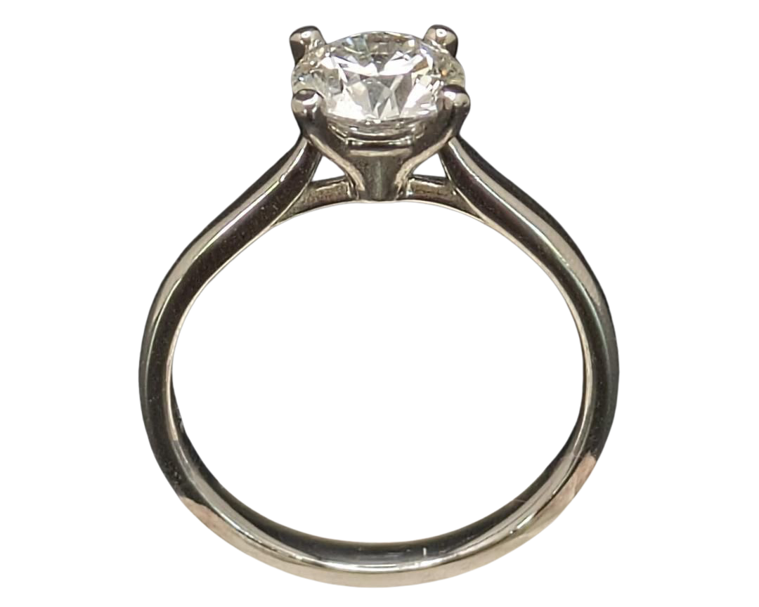 1.29 Round Cut Diamond Solitaire Ring - Platinum